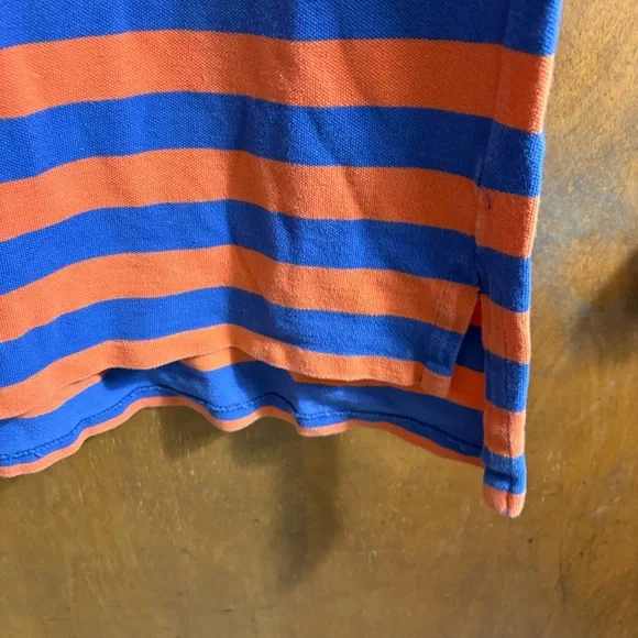 Polo by Ralph Lauren Men's Orange and Blue Striped Polo Shirt Y2K Vintage Rugby - Picture 10 of 16